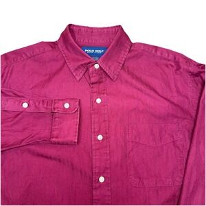 Vintage 90's Polo Golf Ralph Lauren Red Cotton Long Sleeve‎ Button Down Men's M